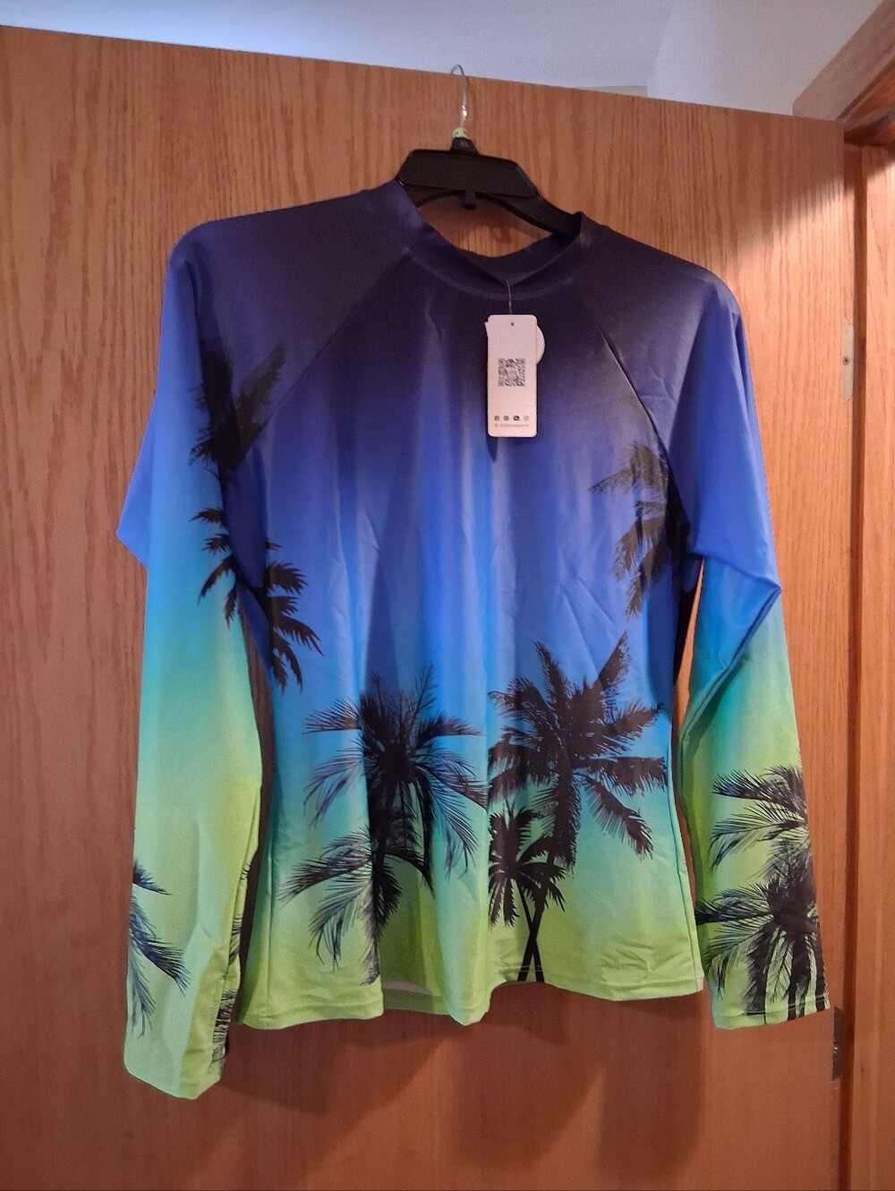 swim shirt, long sleeve Top , upf 50+, Tropical, Thump Holes XL, Unisex Attraco